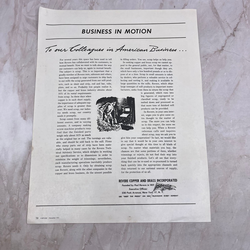Revere Copper and Brass Incorporated New York 1951 Magazine Ad FL6-10